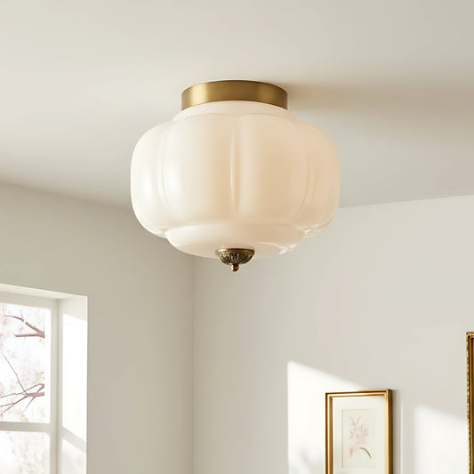 Lumi Milk Glass Pumpkin Ceiling Light, 3-Light